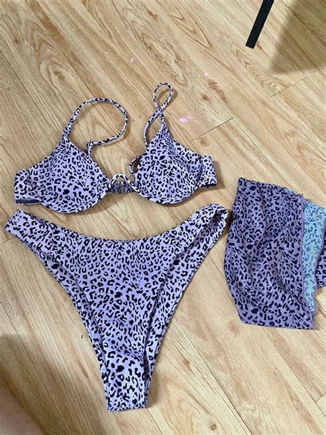 Leopard Print 3 Pc Bikini Women S Fashion Swimwear Bikinis Swimsuits On Carousell