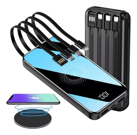 Carregador Portátil Power Bank Sem Fio Indução 10000 Mah Led MercadoLivre