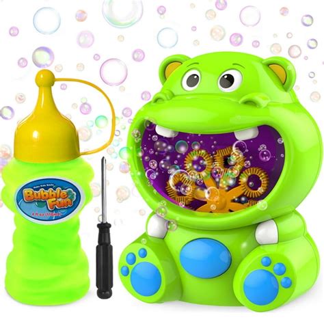 Wistoyz Bubble Machine Hippo Bubble Blower Toys With Bubble Solution