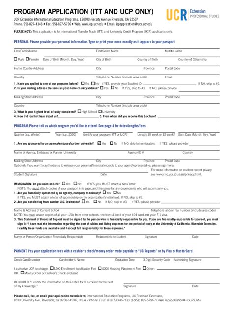 Fillable Online Extension Ucr Program Application Itt And Ucp Only