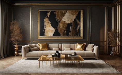 Premium Photo Luxurious Guest Room With Touches Of Gold Patterns