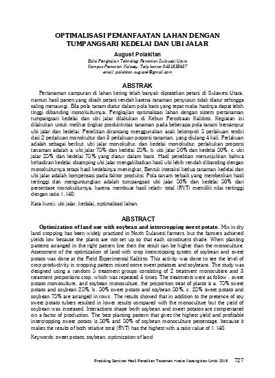 Optimalisasi Pemanfaatan Lahan Dengan Tumpangsari Kedelai Dan Ubi Jalar