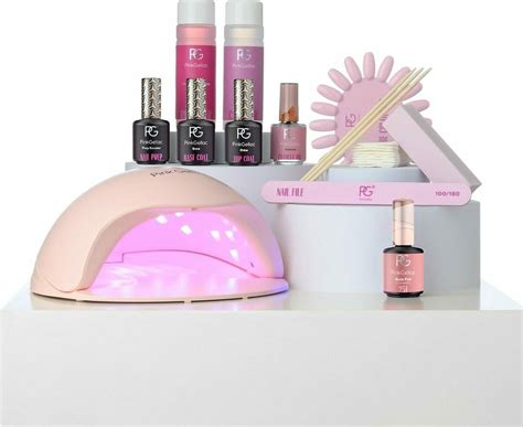 Pink Gellac Premium Gellak Starterspakket Manicure Set Met Roze Led Lamp En Nude Kleur Voor
