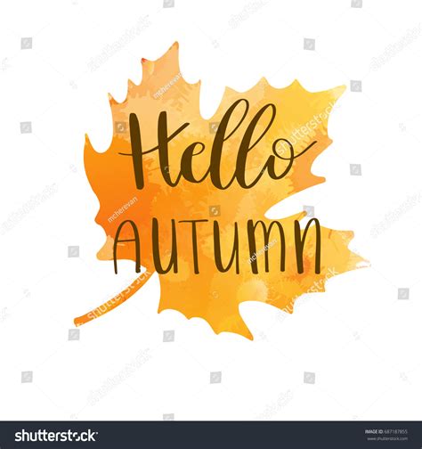 Hello Autumn Hand Lettering Phrase On Orange Royalty Free Stock