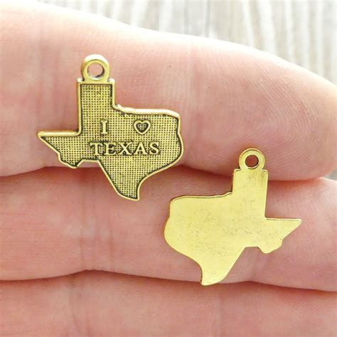 I Love Texas Charms Bulk In Antique Gold Pewter Travel Charms