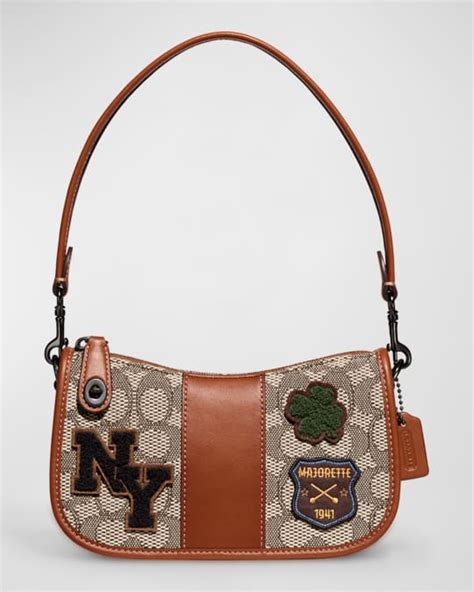 Coach Swinger 20 Signature Jacquard Varsity Patches Shoulder Bag Neiman Marcus