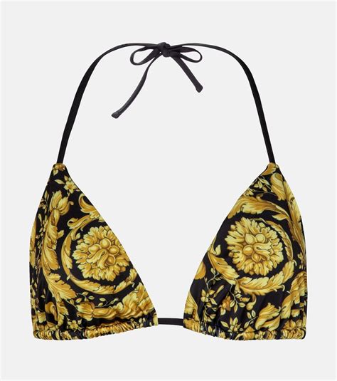 Barocco Triangle Bikini Top In Gold Versace Mytheresa