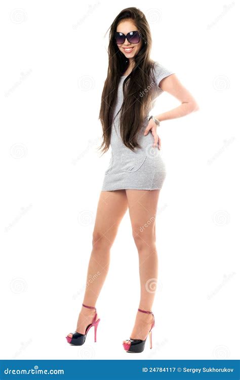 Happy Brunette In Sunglasses Stock Image Image Of Joyful Friendly