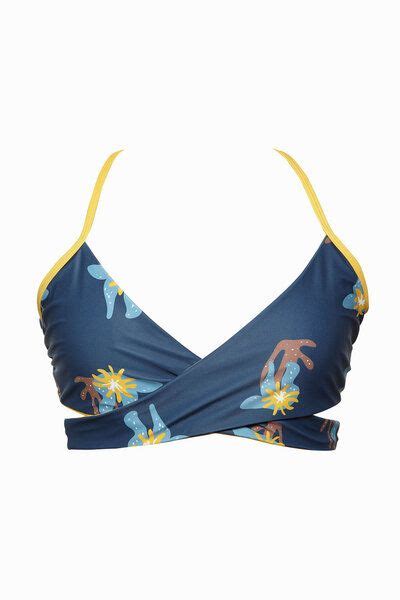 BOO Surfwear Reversible Surf Bikini Arpoador Top Seaflower Print Mango Yellow Avocadostore