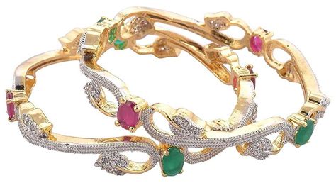 Buy JSD American Diamond Gold Plated Bangles Set For Girls 2 4 Online