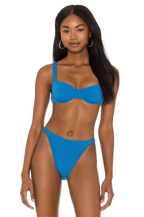 Peony Swimwear Holiday Balconette Bikini Top In Victorian Blue REVOLVE