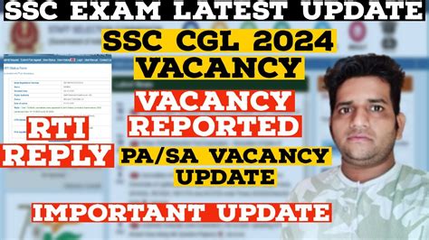 SSC CGL 2024 Vacancy Update Rti Reply PA SA Vacancy Update