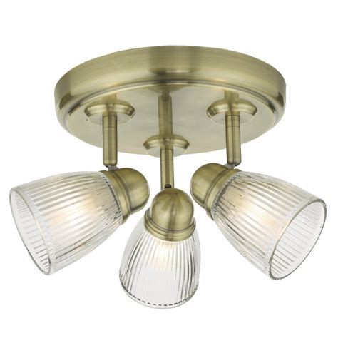 Ribbed Glass Wall Light Antique Brass Ip44 Lightbox