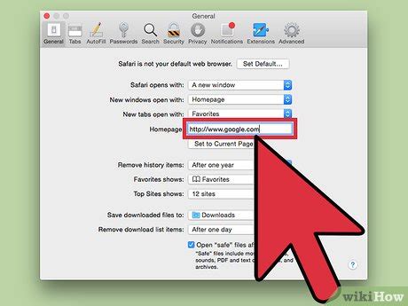 how to set google as homepage safari