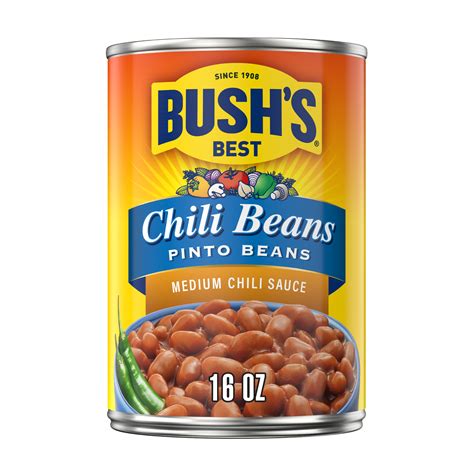 Bushs Chili Beans Canned Pinto Beans In Medium Chili Sauce 16 Oz Can