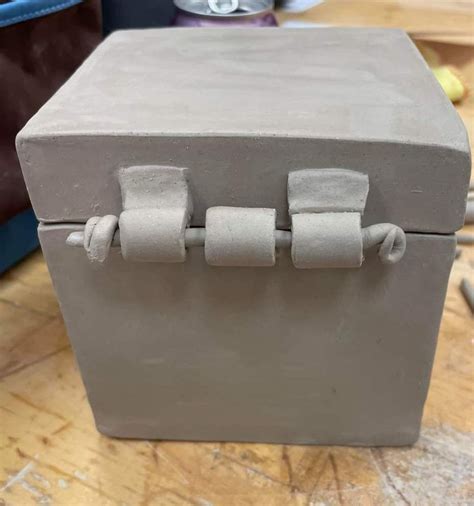 diy slab pottery tool box ceramic hinged box     clay box