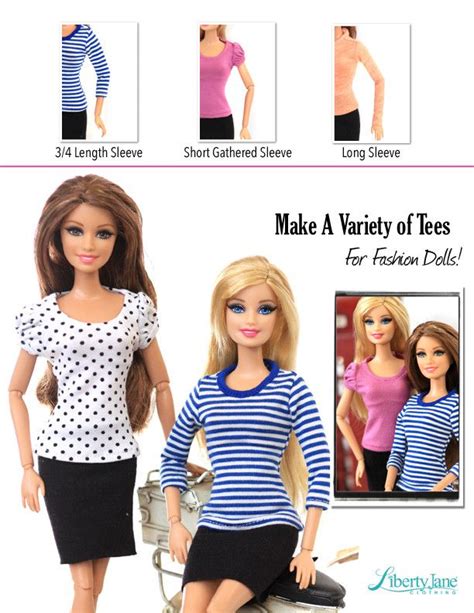 T Shirt Variations Pattern For 11 1 2 Fashion Dolls Sewing Barbie