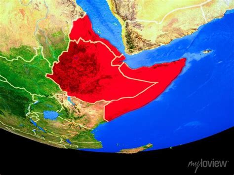 Horn Of Africa From Space On Model Of Planet Earth With Country Wall