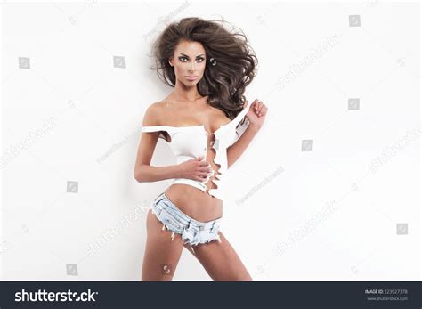 Sexy Brunette Woman Perfect Body Posing Stock Photo 223927378 Shutterstock
