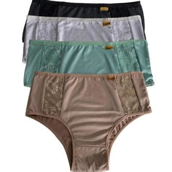 Kit 4 Calcinhas Cintura Alta Plus Size Calçola Lingerie Feminino Senhora Cós Alto Conforto