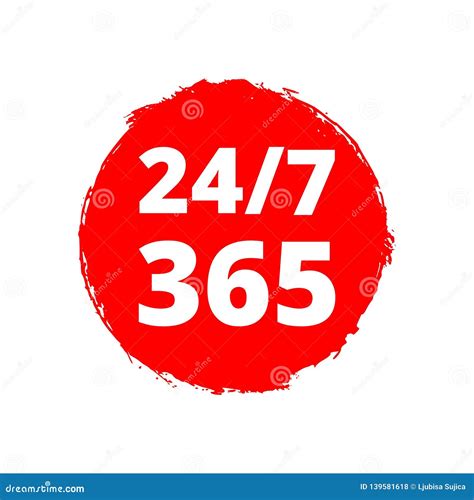 Red Open 24/7 - 365, 24/7 365 Icon or Logo Stock Vector - Illustration ...