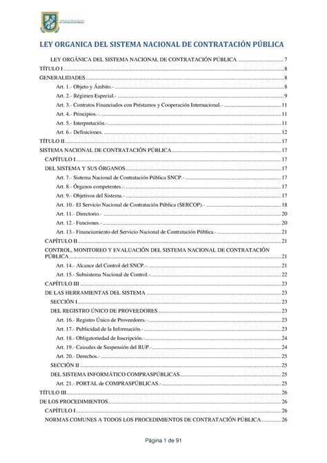 Losncp Ley Organica Del Sistema Nacional De Contratacin