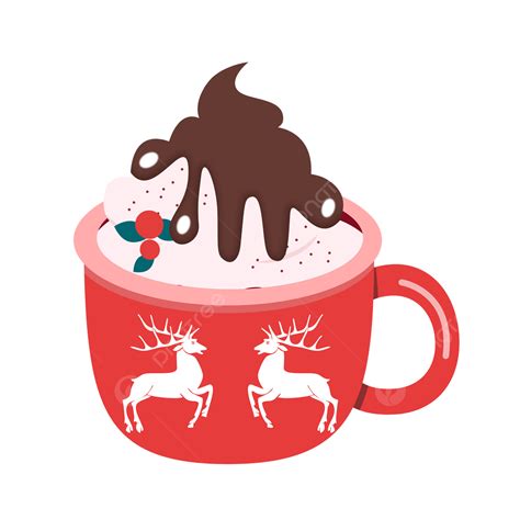 Red Reindeer Cup Of Christmas Hot Cocoa Red Reindeer Cup PNG