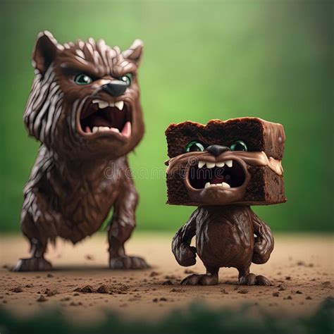 Funny Dogs And Dogs 3d Illustration Funny Cartoon Dog And A Chocolate