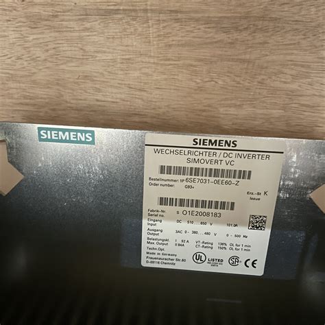 SIEMENS excitation rectifier 6SE7031-0EE60-Z G93 SIMOVERT Master drives ...