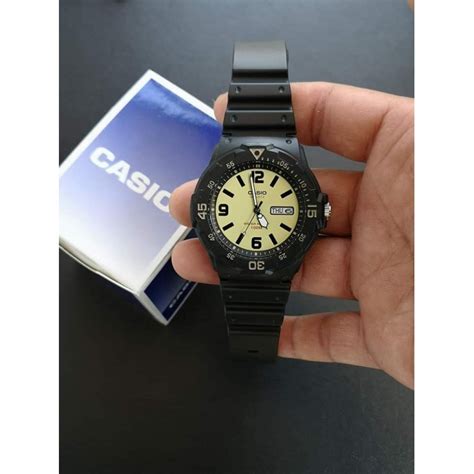 Original Casio Mrw H B Quartz Analog Beige Dial Black Resin