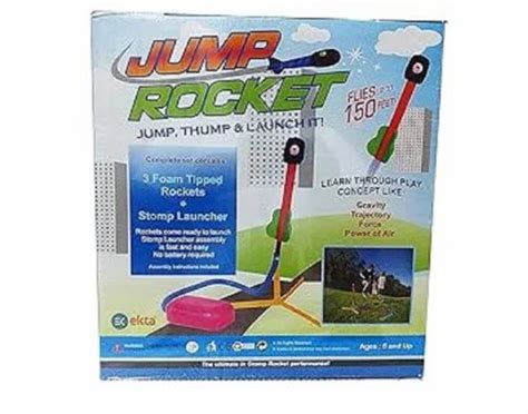 Jump Rocket Stomp Launcher and 3 Foam Tipped Rockets with Whistling ...