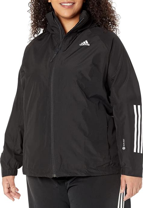 Adidas Womens Bsc Stripes Rain Rdy Jacket Plus Size Jacket Amazon