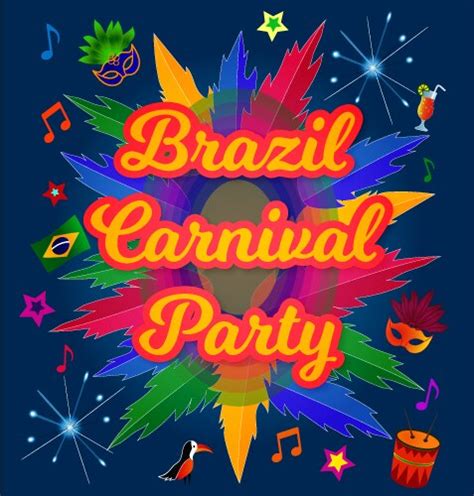 Rio Carnival Poster Theme Brazil Carnaval Mask Vector Image