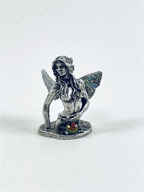 Pewter Water Sprite Fairy With Colorful Swarovski Crystal Accent Etsy