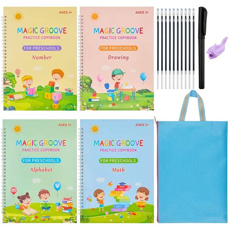 Cluewr 4 Pack Reusable Magic Practice Copybooks For Kids