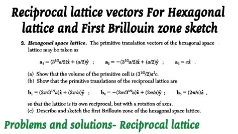 Reciprocal Lattice Vectors For Hexagonal Hcp And Its First Brillouin