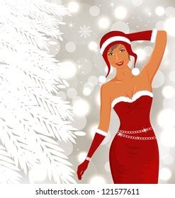 Sexy Christmas Girl Naked Brunette Girl Stock Vector Royalty Free