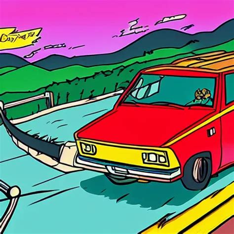 Scooby Doo Professionally Driving Inside A Nissan Stable Diffusion