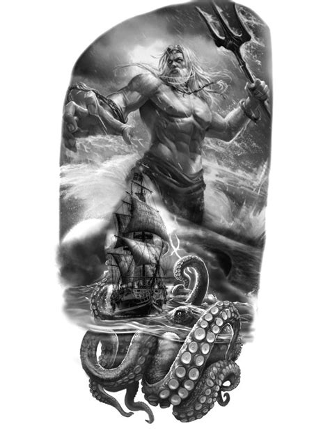 Poseidon Tattoo Zeus Tattoo Ship Tattoo Sleeves Men Tattoos Arm