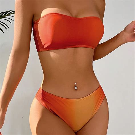 Factory Custom Logo Solid Color Triangle Bikini Sexy Bikini Swimsuit New Two Piece Beautiful