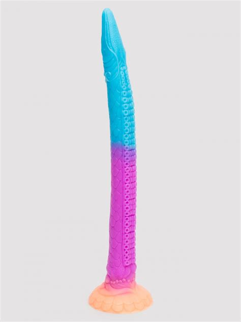 Fantasy Makara Glow In The Dark Scaly Dragon Dildo 18 Inch Blue Discover Your Desires With