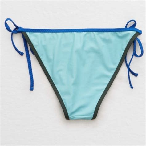 Aerie Swim Nwot Aerie String Cheeky Tied Bikini Bottom Teal Blue Sz