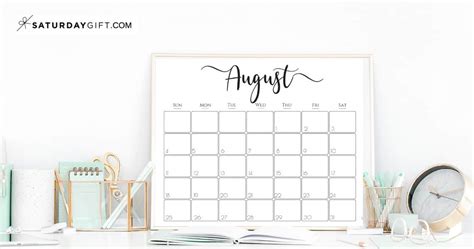 Printable Calendars By Saturday Gift Free Super Cute