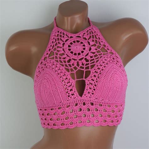 Crochet Bikini Top Festival Top Halter Top Bikini Top Etsy
