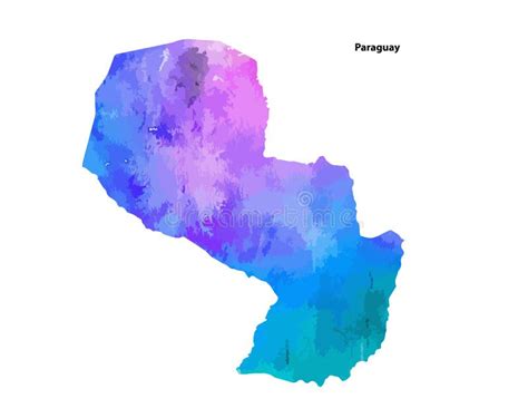 Colourful Watercolour Map Design Of Country Paraguay Isolated On White