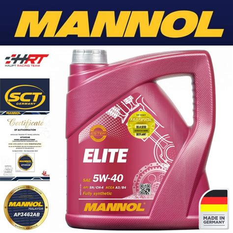 MANNOL Elite 5W-40 MN7903 (Made in GERMANY) - 4L Fully Synthetic Engine ...