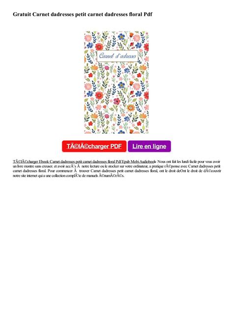 Pdf Carnet Dadresses Petit Carnet Dadresses Floral Télécharger Ebooks
