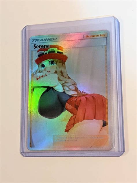 Full Art Holographic Pokemon Orica Custom Waifu Card Serena Etsy