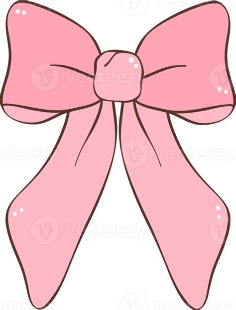 Pink Coquette Ribbon Bow Doodle Hand Drawn