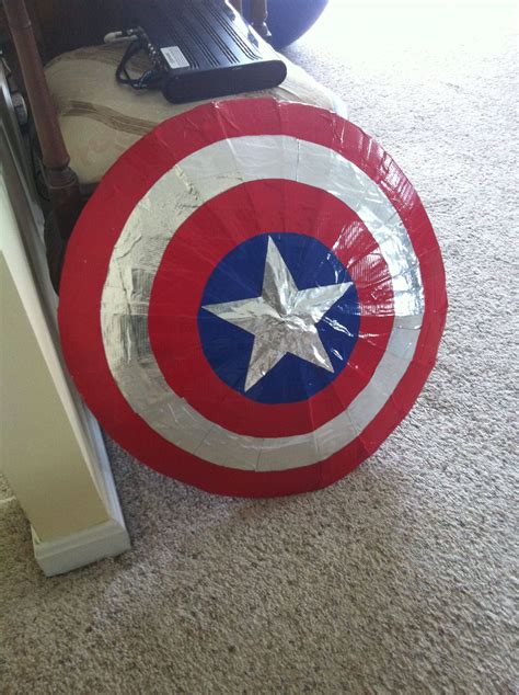 Made A Captain America Shield Out Of Cardboard And Duct Tape Nailed